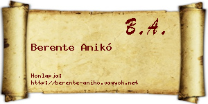 Berente Anikó névjegykártya